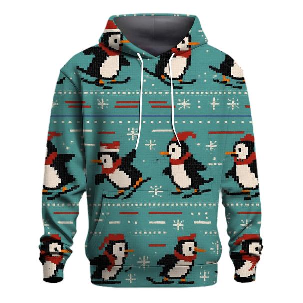 Polar Penguin Ski Track Rows Design custom hoodies