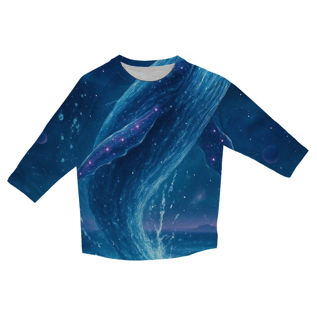 Celestial Whale Of The Spiral Tides printed three quarter sleeve shirts