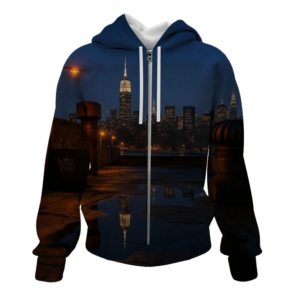 Queens Warehouse Skyline Reflection hoodie styles