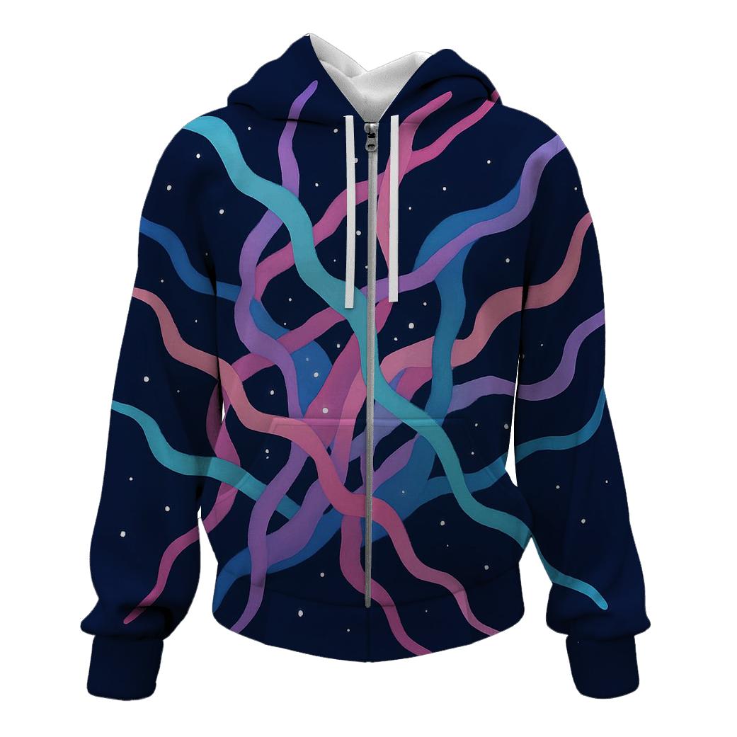Nebula Filament Tangle Panel premium hoodies