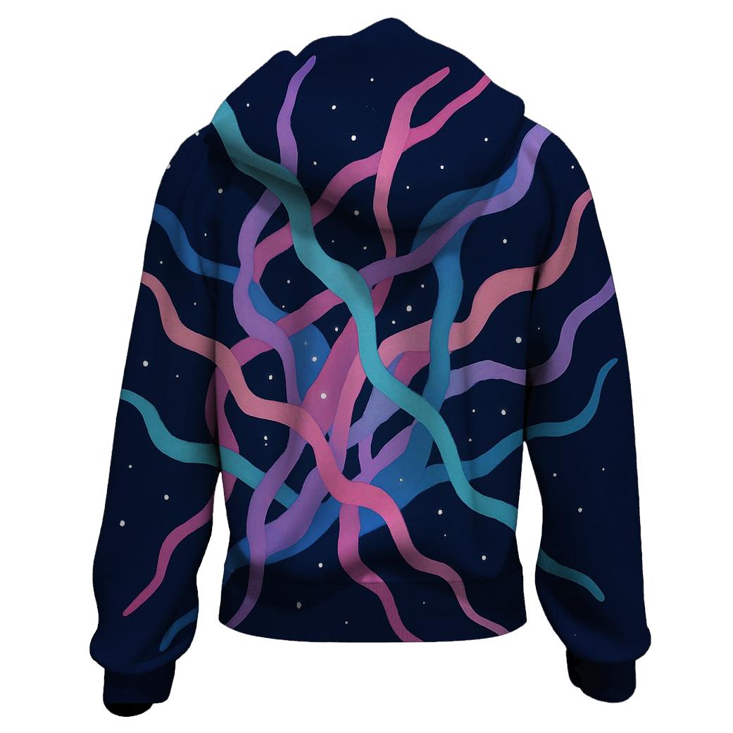 Nebula Filament Tangle Panel premium hoodies