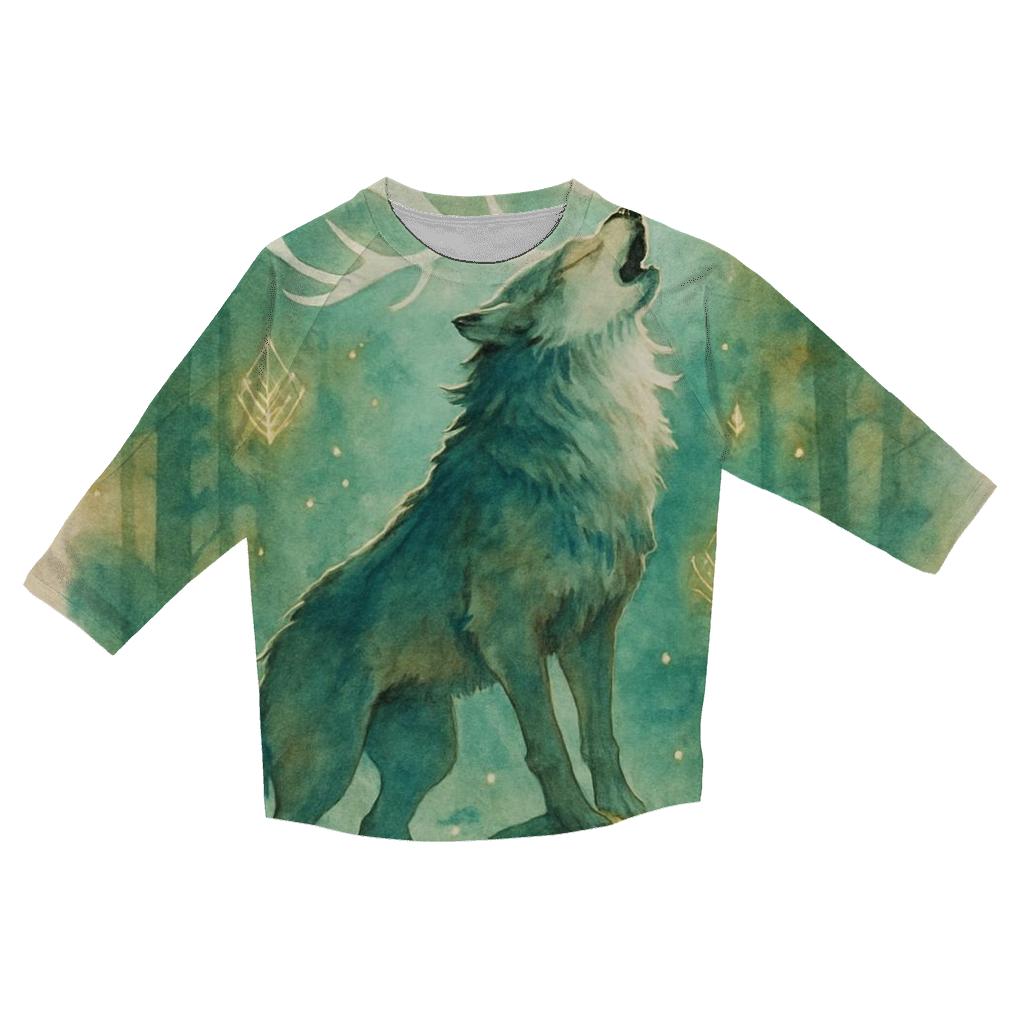 Forest Spirit Howl printed three quarter sleeve shirts