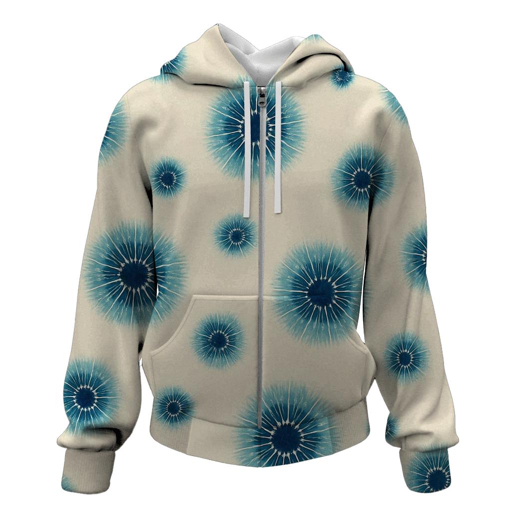 Aqua Navy Kumo Web Cluster embroidered hoodies