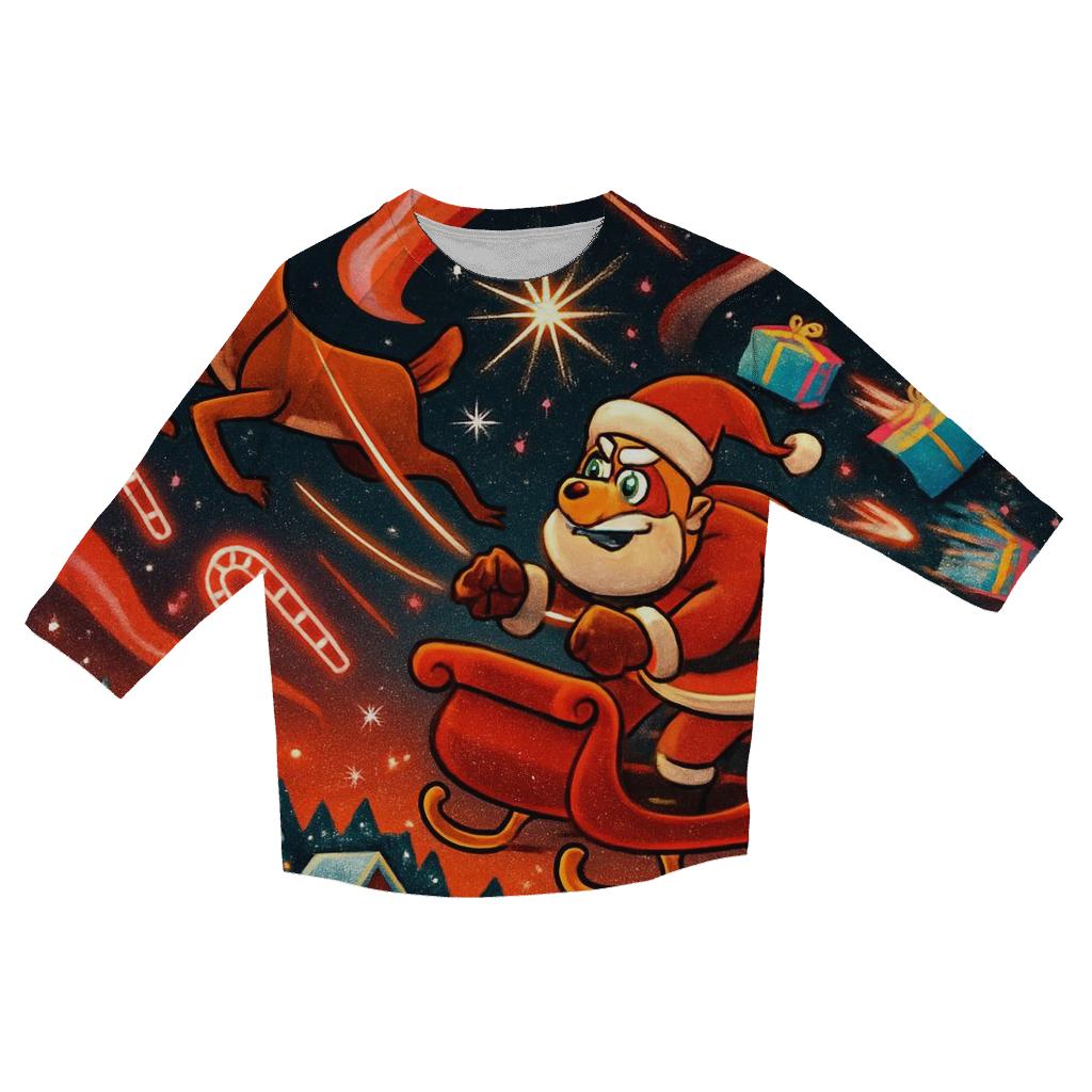 Galactic Reindeer Sleigh Parade fashion 3/4 sleeve shirts