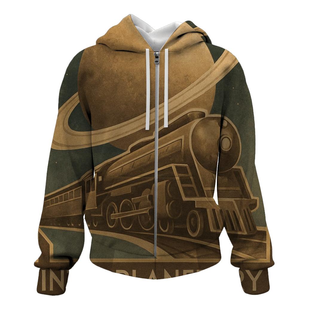 Orbiting Railway Travel Poster graphic hoodies