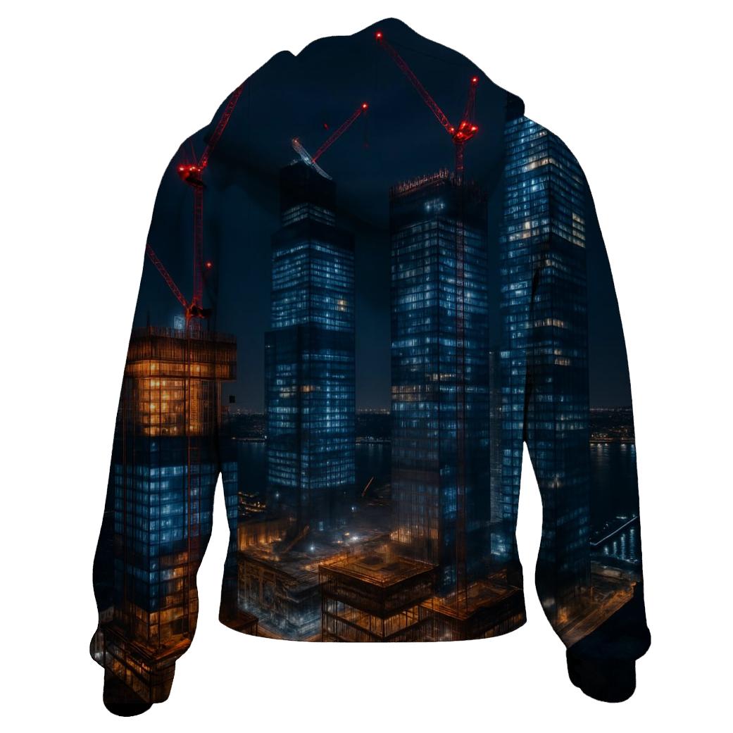 Nocturnal Construction Above Hudson Yards zip-up hoodies