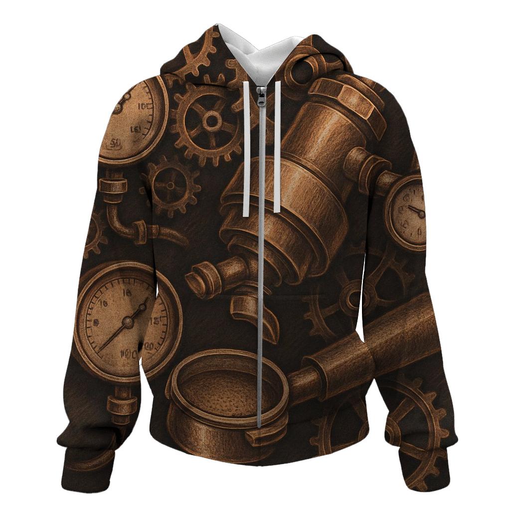 Copper Espresso Mechanics printed hoodies