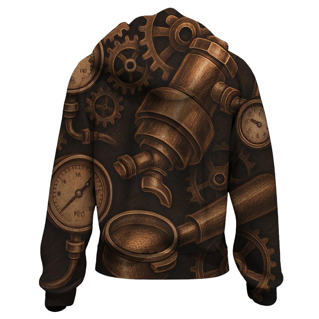 Copper Espresso Mechanics printed hoodies