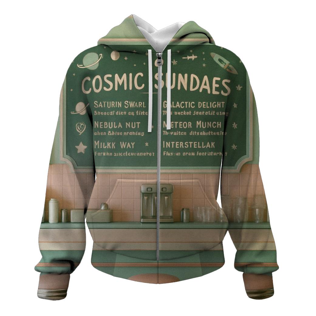 Galactic Soda Fountain Menu Board designer hoodies