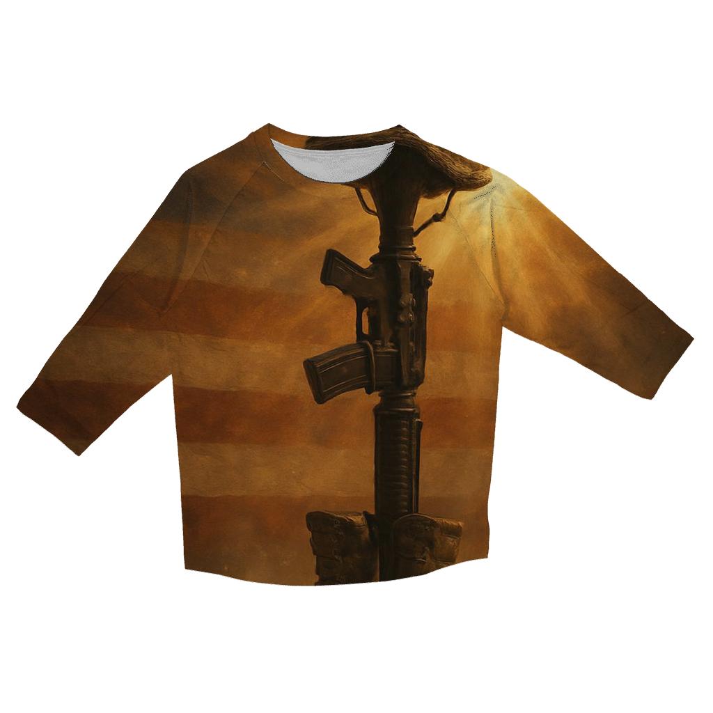 Last Light On The Battlefield Cross casual three quarter sleeve shirts