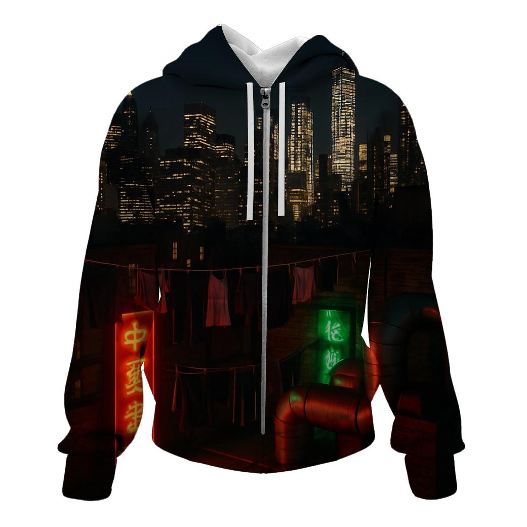 Late Night Chinatown Rooftop View lightweight hoodies