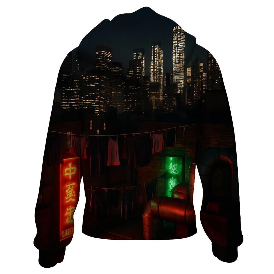 Late Night Chinatown Rooftop View lightweight hoodies