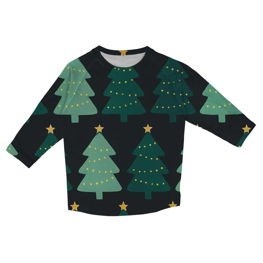 Emerald Fir Tree Checkerboard Glow custom 3/4 sleeve shirts