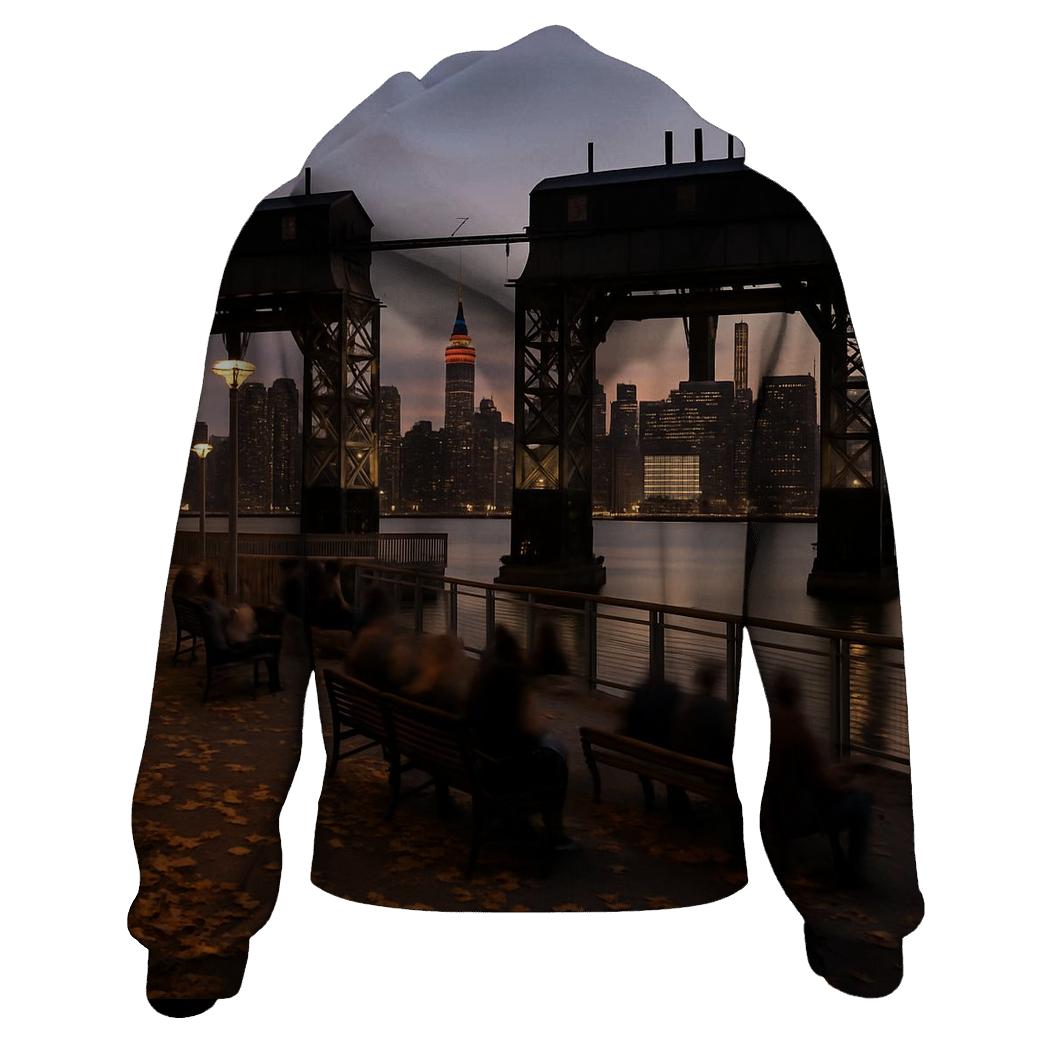 Autumn Evening From Gantry Plaza State Park embroidered hoodies