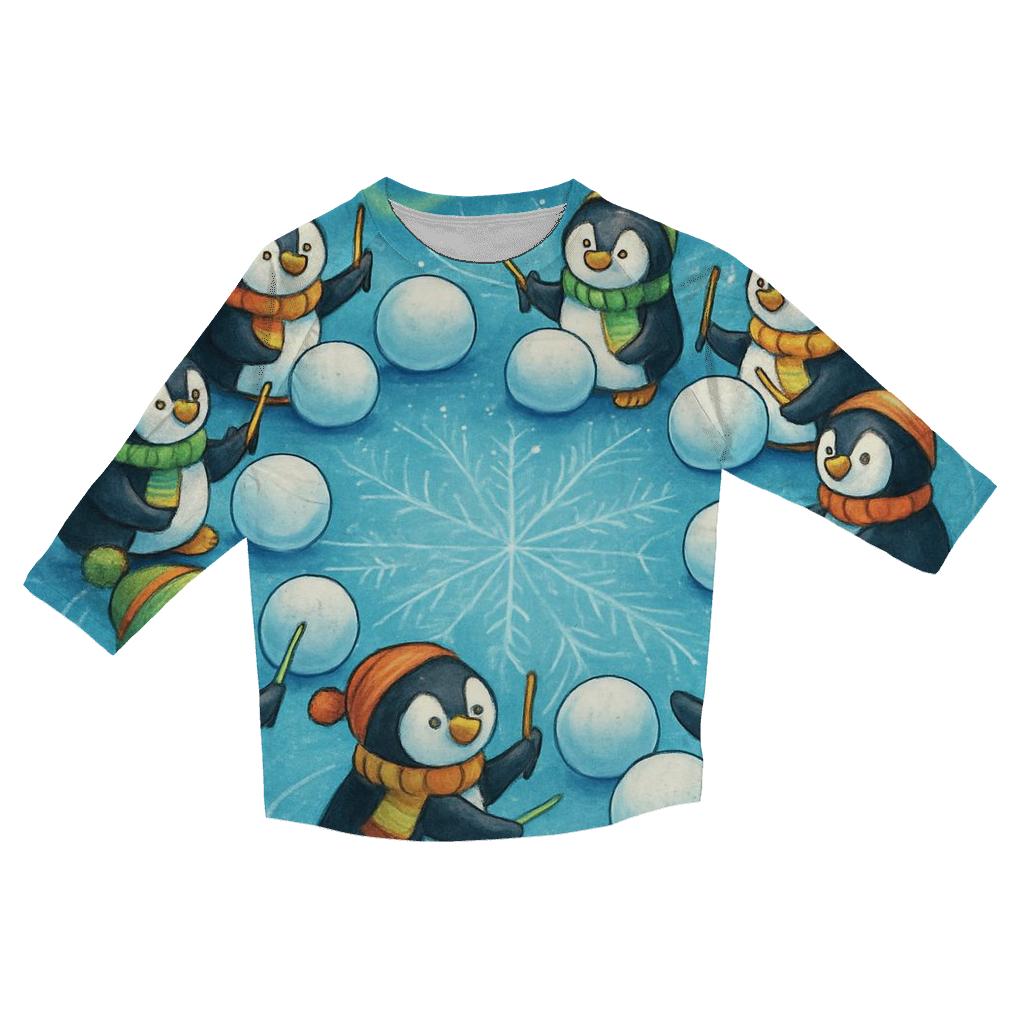 North Pole Penguin Snowball Orchestra fashion 3/4 sleeve shirts