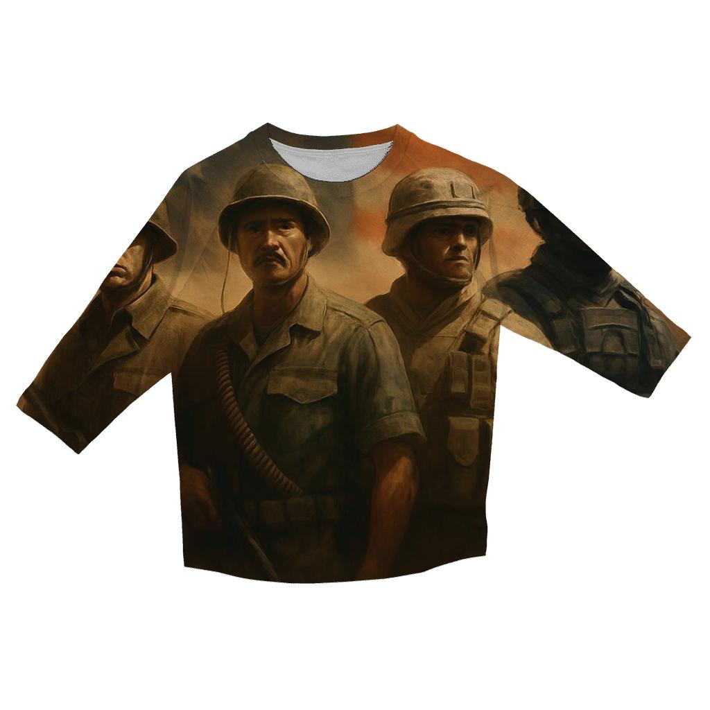 Brothers In Arms Under One Flag printed three quarter sleeve shirts