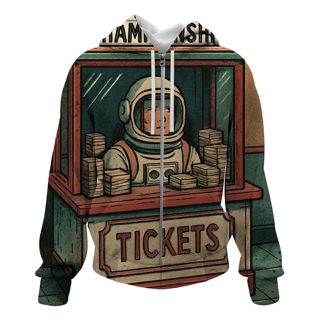Astronaut Arcade Ticket Booth premium hoodies
