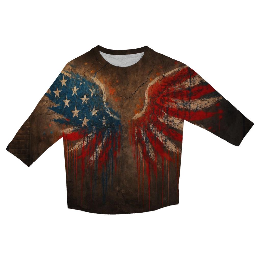 Urban Graffiti Flag Wings trendy 3/4 sleeve tops