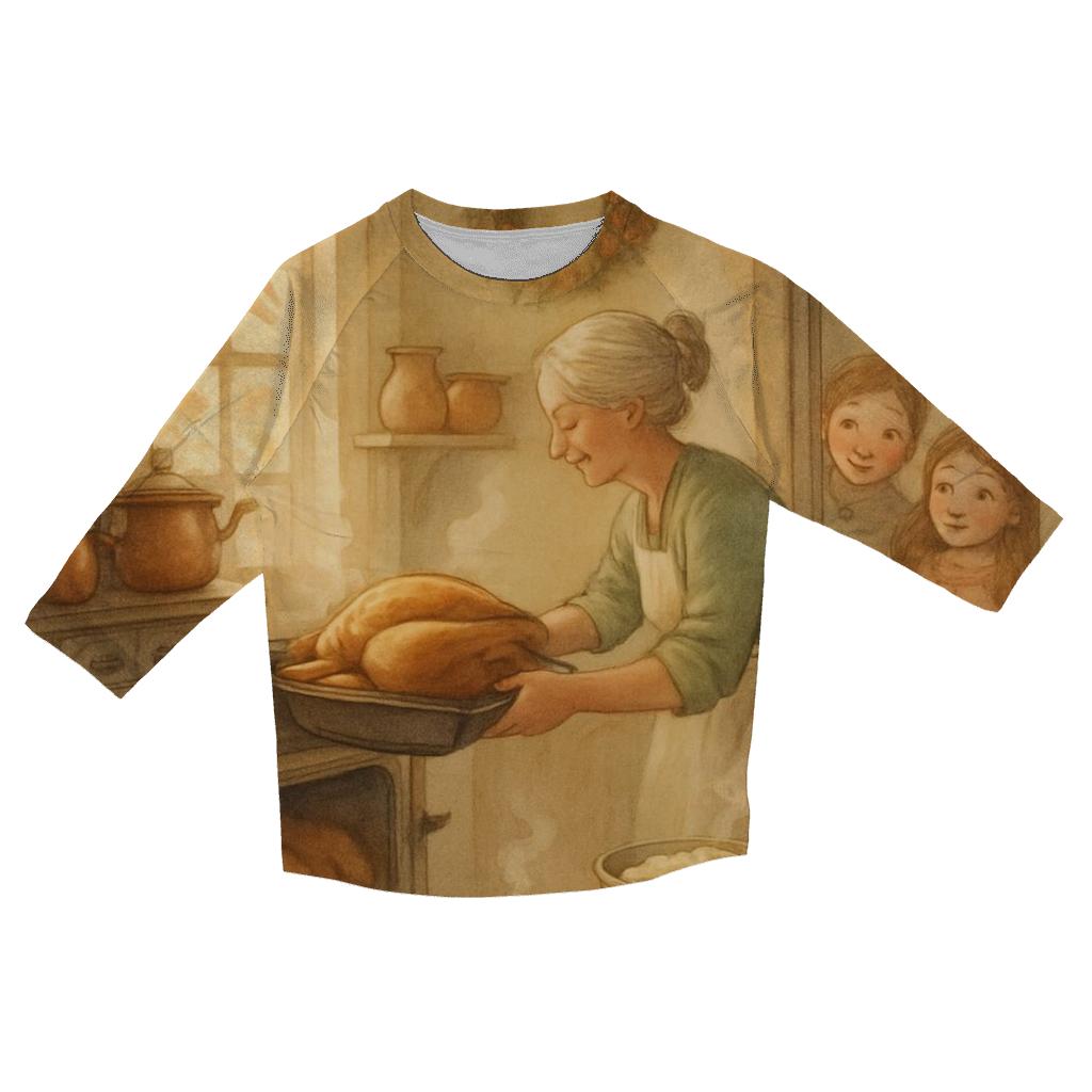 Grandmas Kitchen Thanksgiving Warmth casual three quarter sleeve shirts
