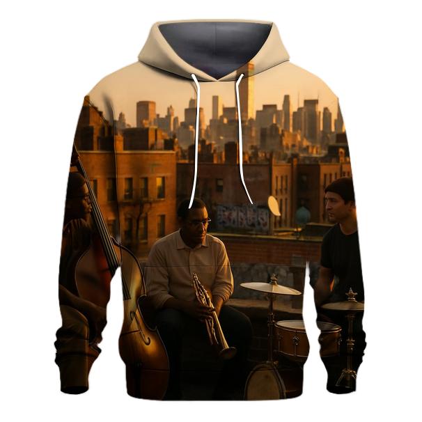 Harlem Rooftop Jazz At Golden Hour zip-up hoodies