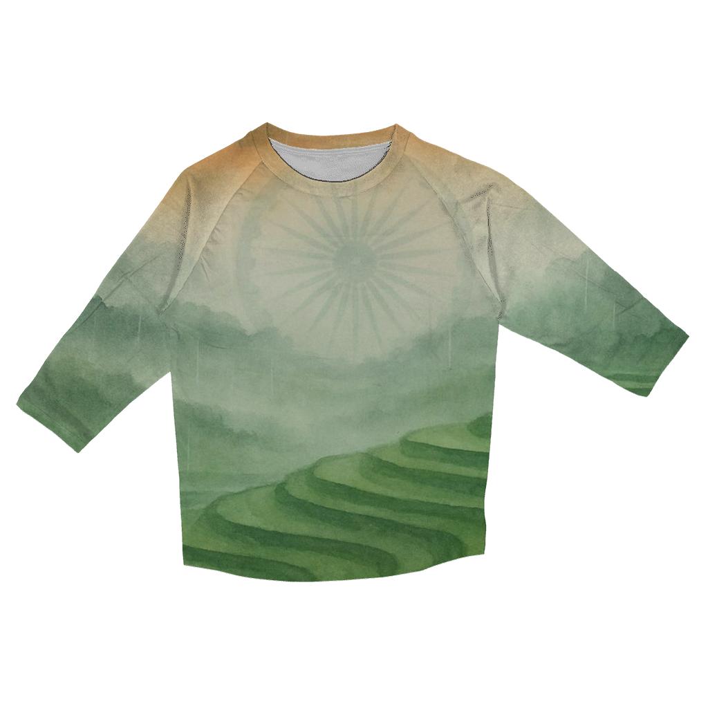 Indian Monsoon Fields Flagscape personalized 3/4 sleeve tees