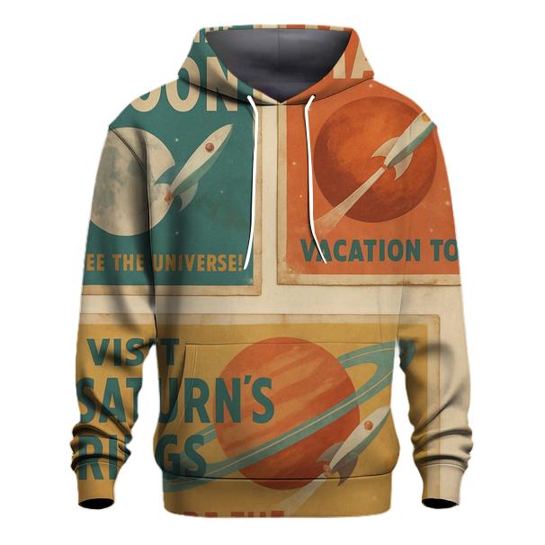 Retro Space Tourism Postcard Wall custom hoodies