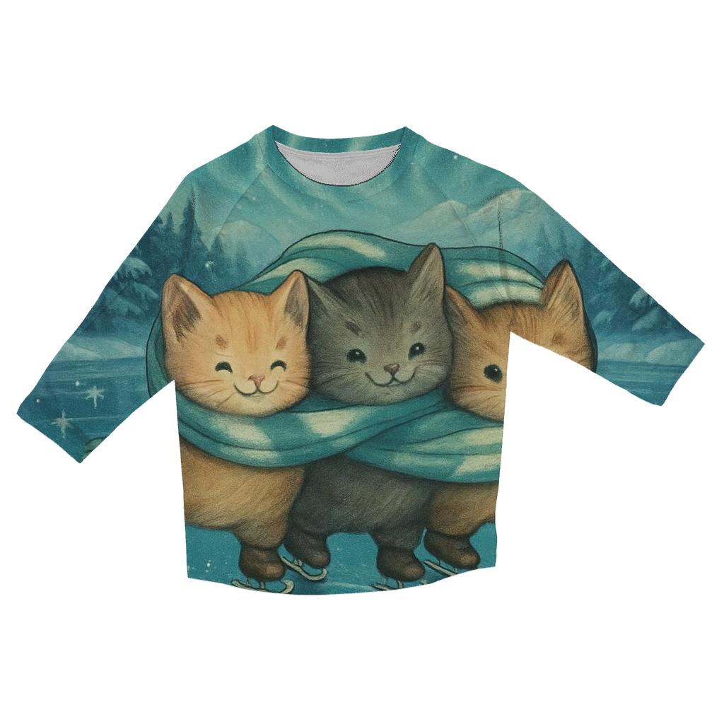 Aurora Ice Skating Kittens trendy 3/4 sleeve tops