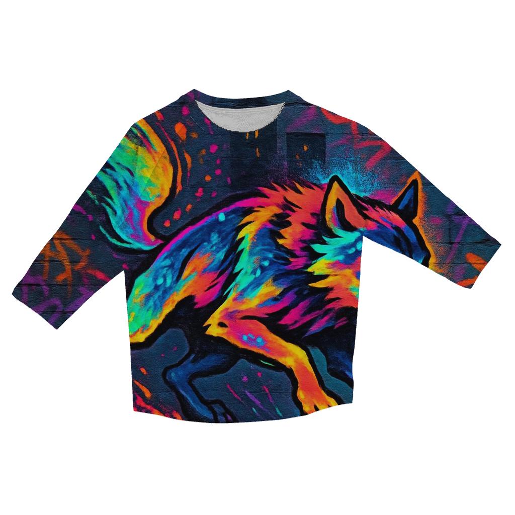 Graffiti Metro Wolf fashion 3/4 sleeve shirts