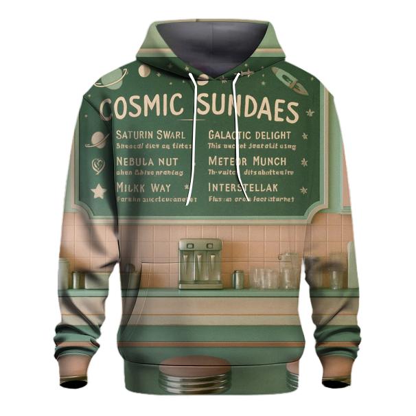 Galactic Soda Fountain Menu Board pullover hoodies