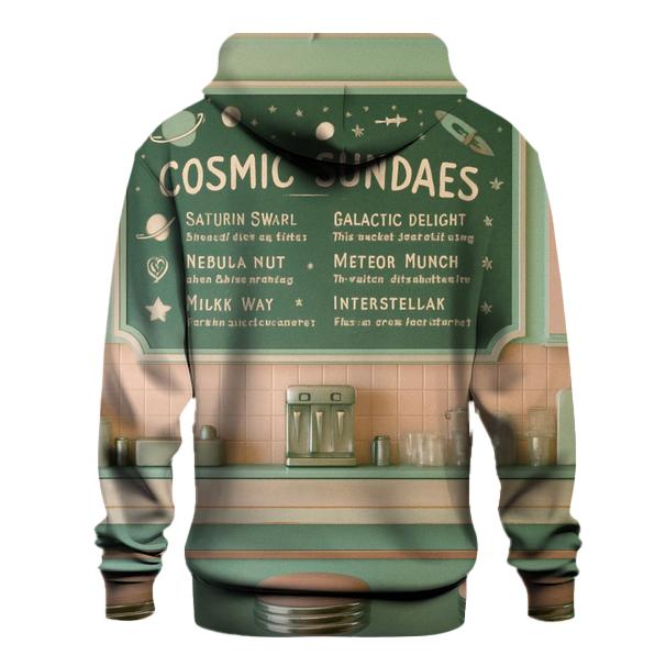 Galactic Soda Fountain Menu Board pullover hoodies