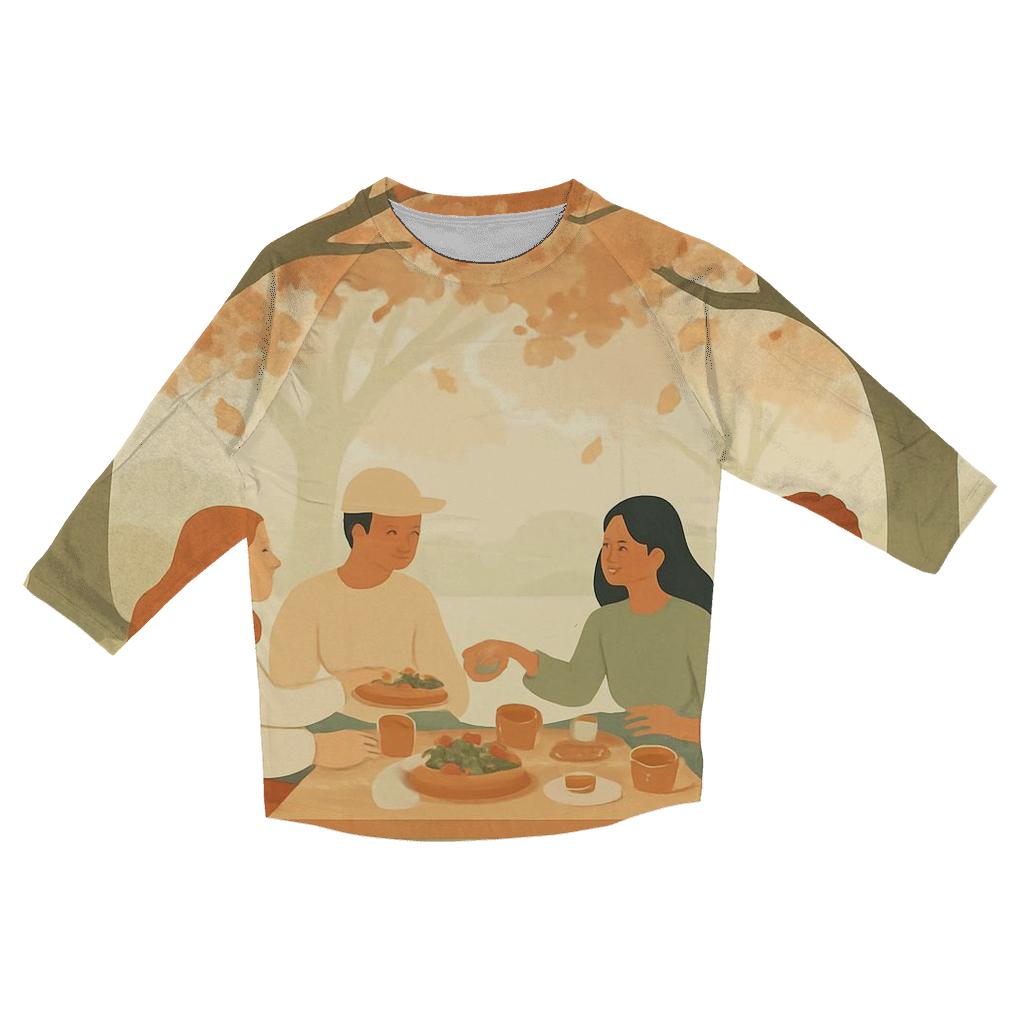 Thankful Autumn Picnic Under The Oaks trendy 3/4 sleeve tops