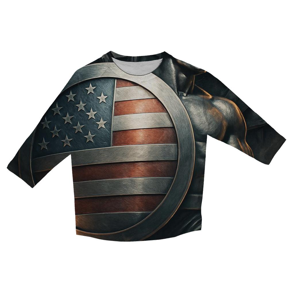 Steel Atlas Of The American Flag printed three quarter sleeve shirts