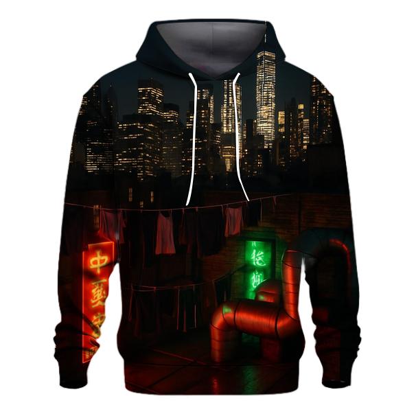 Late Night Chinatown Rooftop View lightweight hoodies