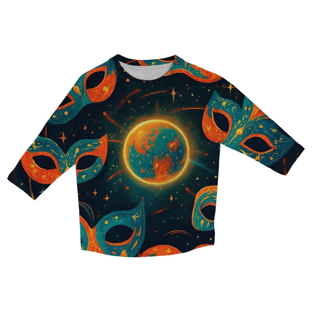 Orbiting Masks Of The Star Carnival casual three quarter sleeve shirts