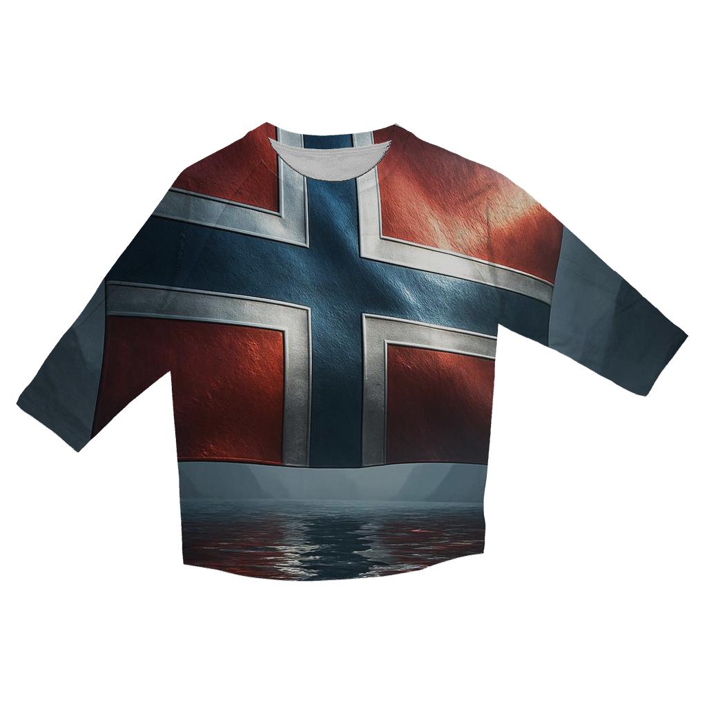 Norwegian Fjord Metallic Banner designer 3/4 sleeve blouses