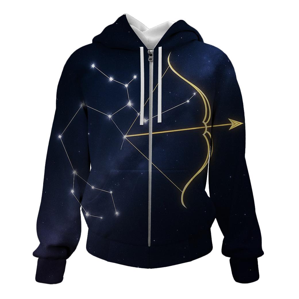 Sagittarius Archer Galaxy Path zip-up hoodies