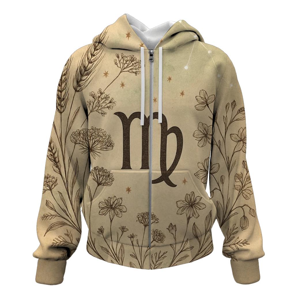 Celestial Virgo Botanical Chart custom hoodies