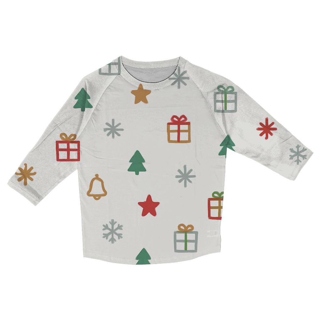 Minimalist Christmas Icon Scatter On White trendy 3/4 sleeve tops