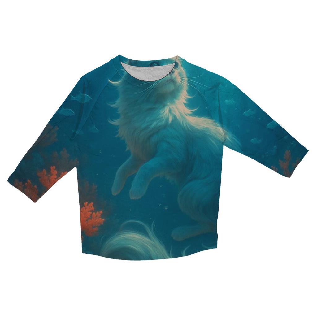 Underwater Coral Diva Cat fashion 3/4 sleeve shirts