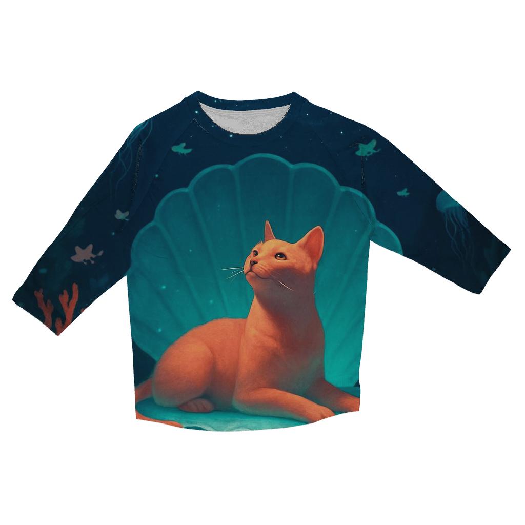 Coral Reef Stargazer Cat cotton quarter sleeve shirts