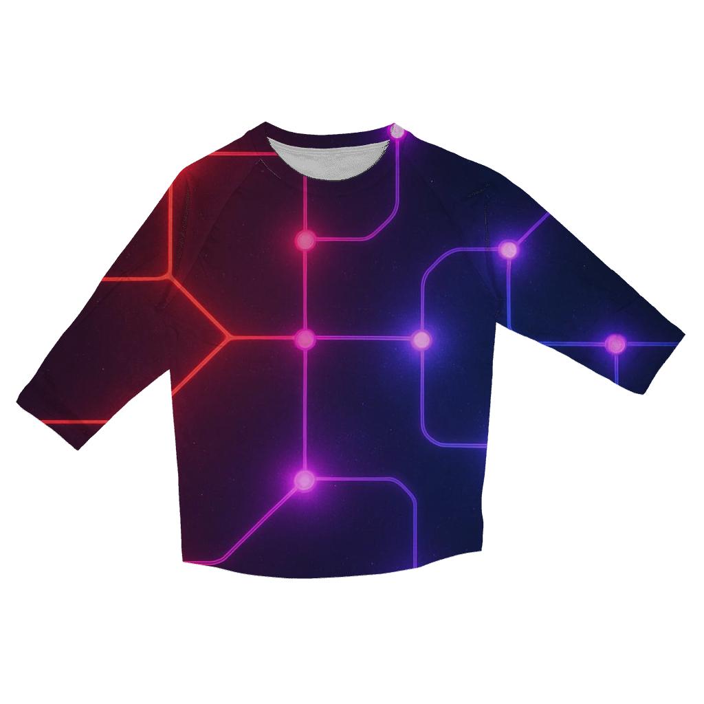 Starlit Circuit Gradient Grid trendy 3/4 sleeve tops