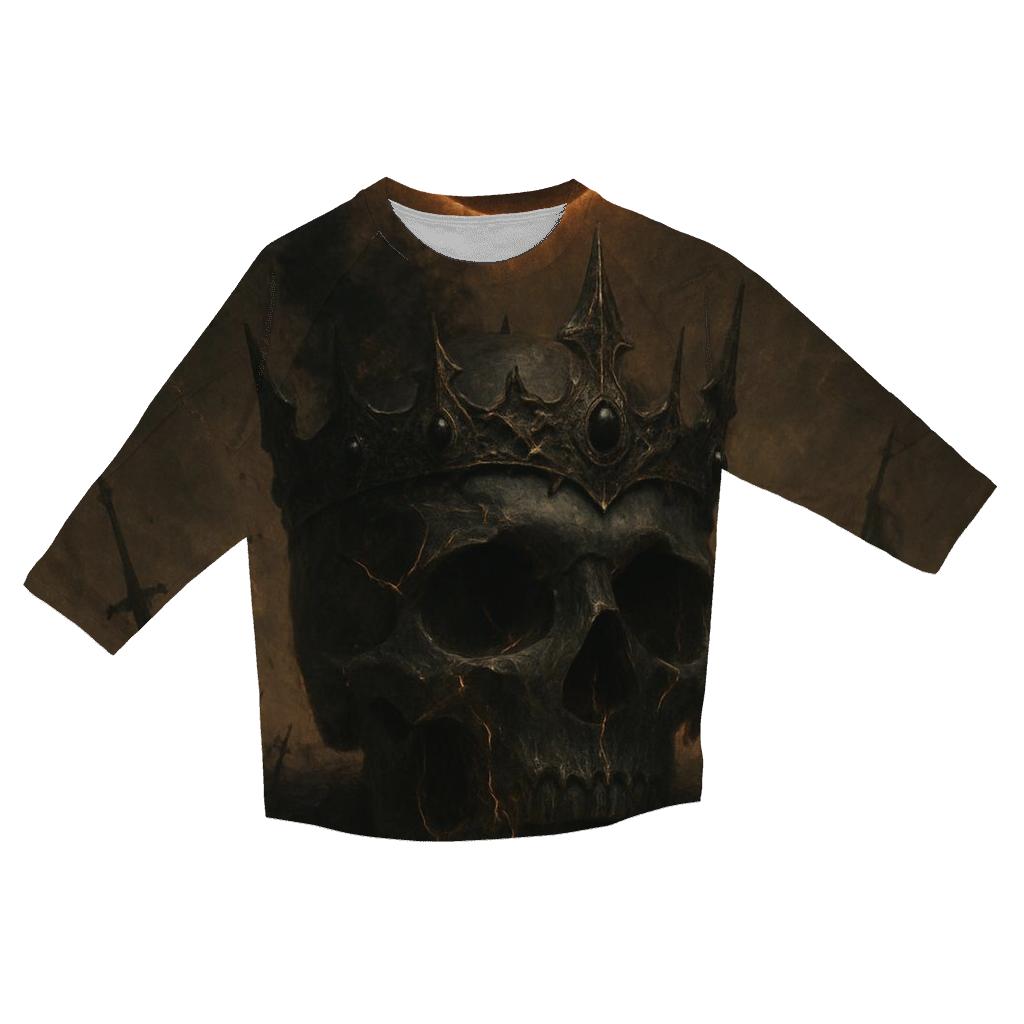 Crowned Skull Of The Black Sun fashion 3/4 sleeve shirts