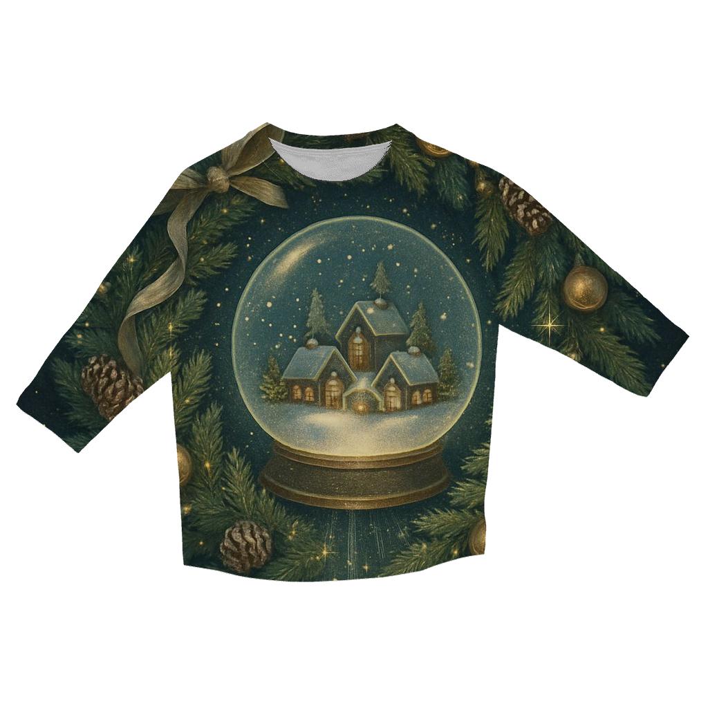 Magical Snow Globe Wreath Portal custom 3/4 sleeve shirts
