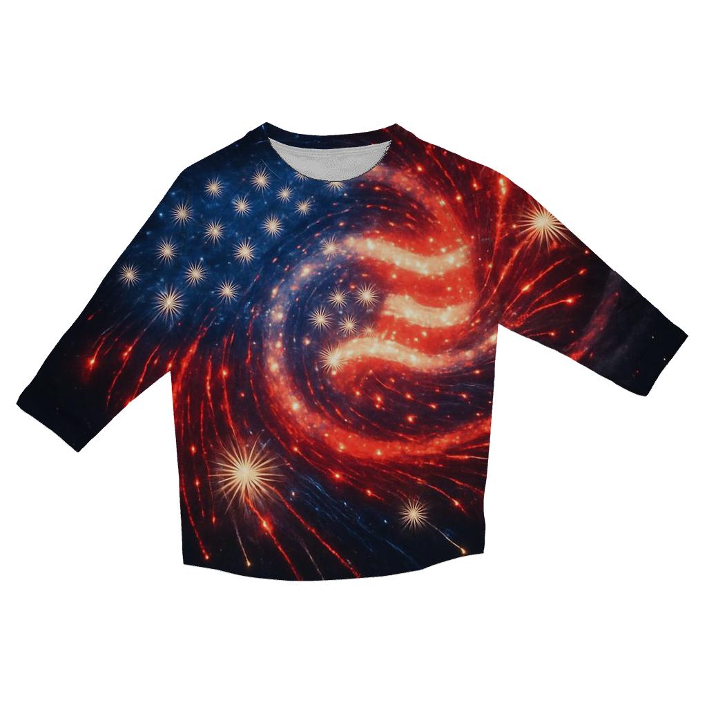 Fireworks Spiral Flag Galaxy stylish quarter sleeve tops