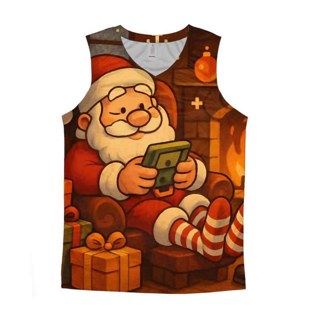 Retro Fireside Gamer Santa trendy fitted tank tops