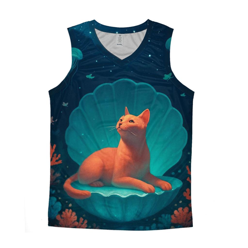 Coral Reef Stargazer Cat graphic print tank tops