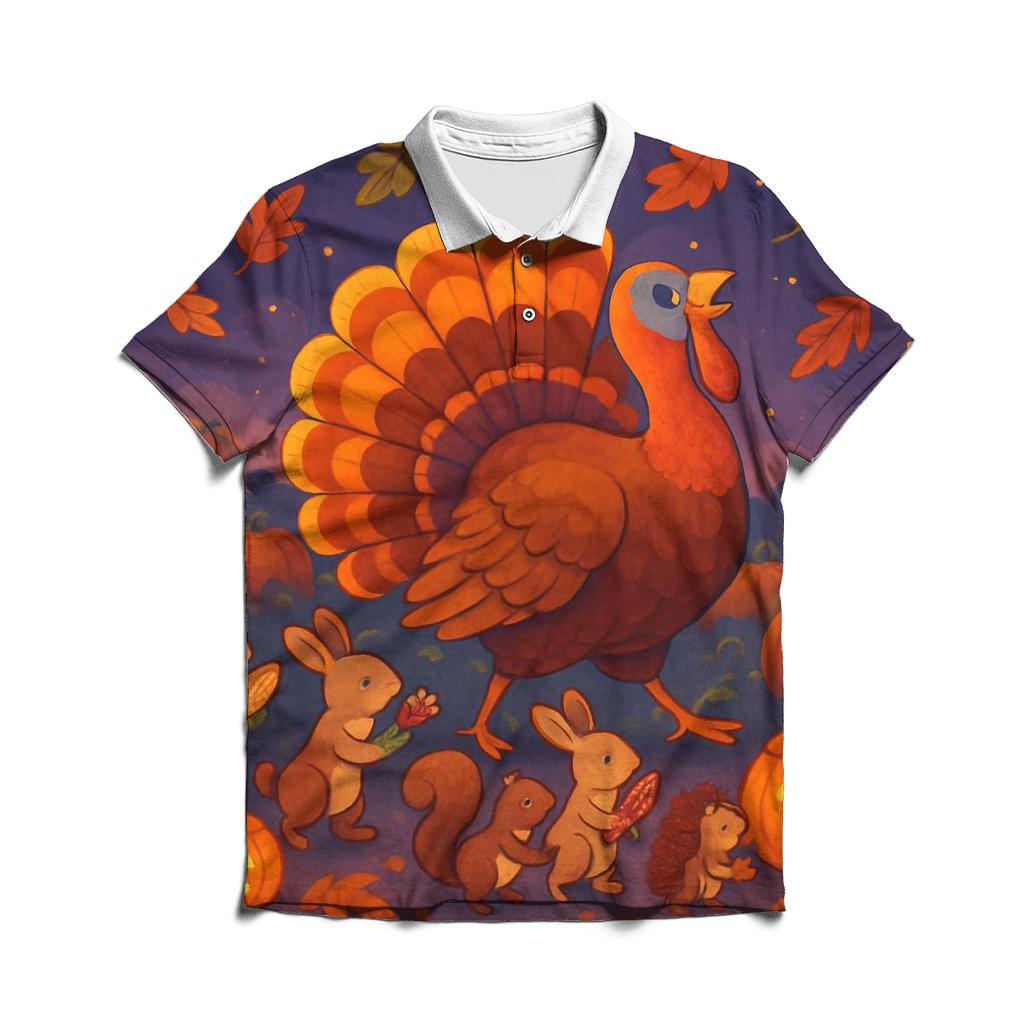 Turkey Parade In The Pumpkin Patch personalized polo shirts