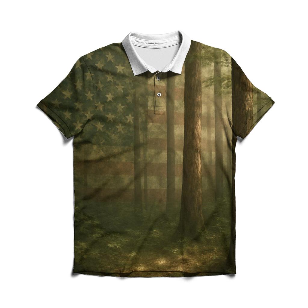 Forest Camouflage Stars Under Canopy stylish collar polo tees