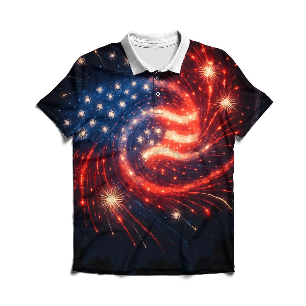 Fireworks Spiral Flag Galaxy personalized polo shirts