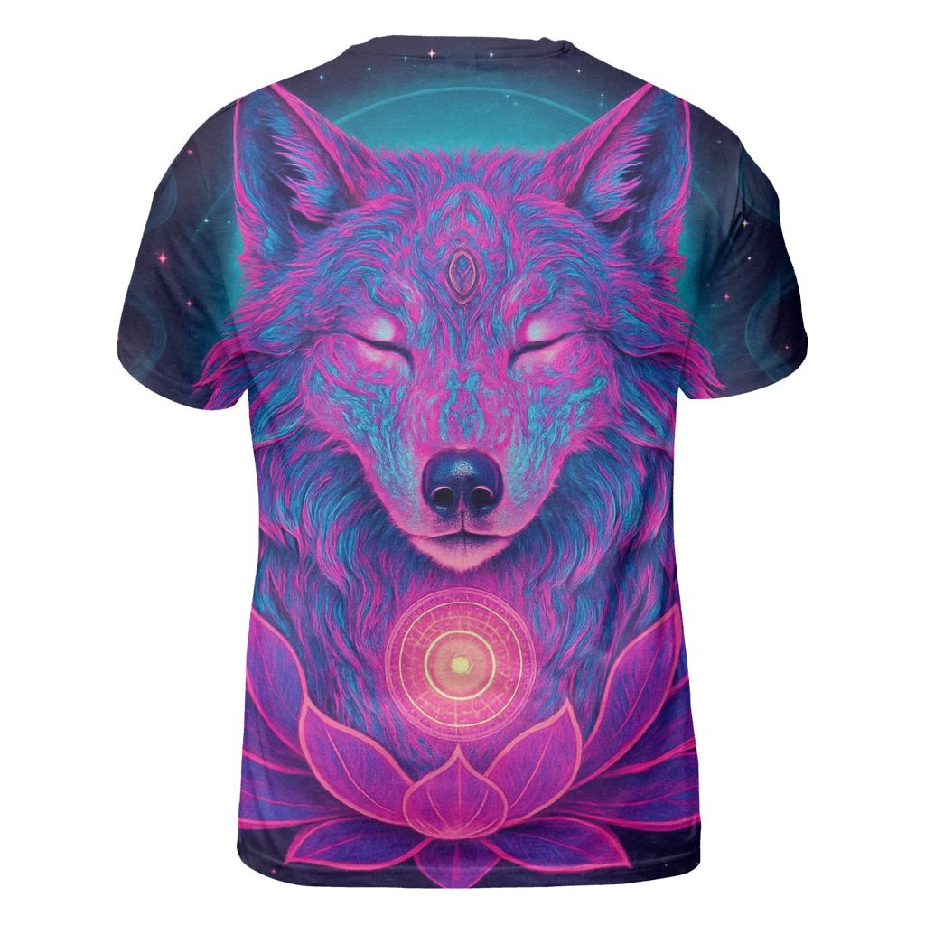 Neon Lotus Wolf Dream creative print fashion shirts
